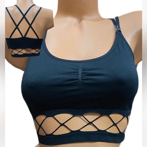 Victoria’s Secret Seamless Unlined Lattice waist bralette bra Black Medium - Picture 3 of 5
